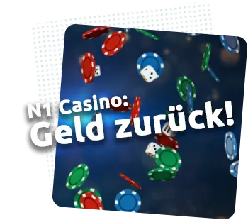 Ein Schmuckbild zeigt herunterregnende Casino-Jetons und Würfel.